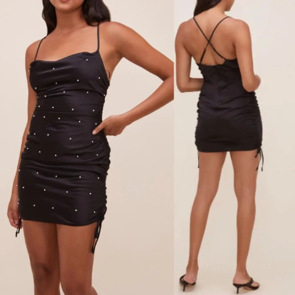 ASTR the label String Of Pearls Mini Dress Black 17486 - Picture 1 of 8